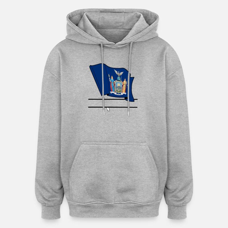 Flagge New York Textbanner - Oversized Unisex Hoodie - Grau meliert