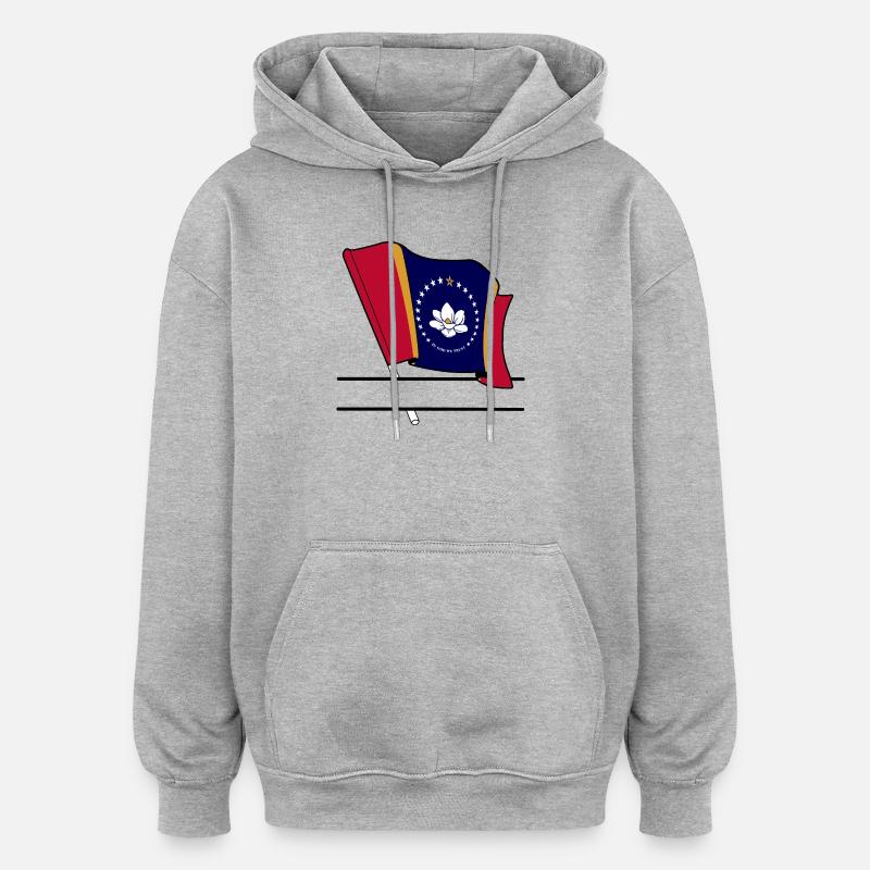 Drapeau Mississippi bannière de texte - Sweat à capuche oversize unisexe - gris chiné