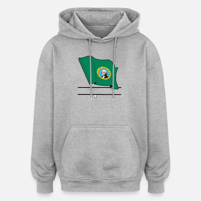 Drapeau Washington bannière de texte - Sweat à capuche oversize unisexe - gris chiné