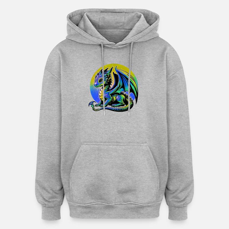 Dragon - Sweat à capuche oversize unisexe - gris chiné