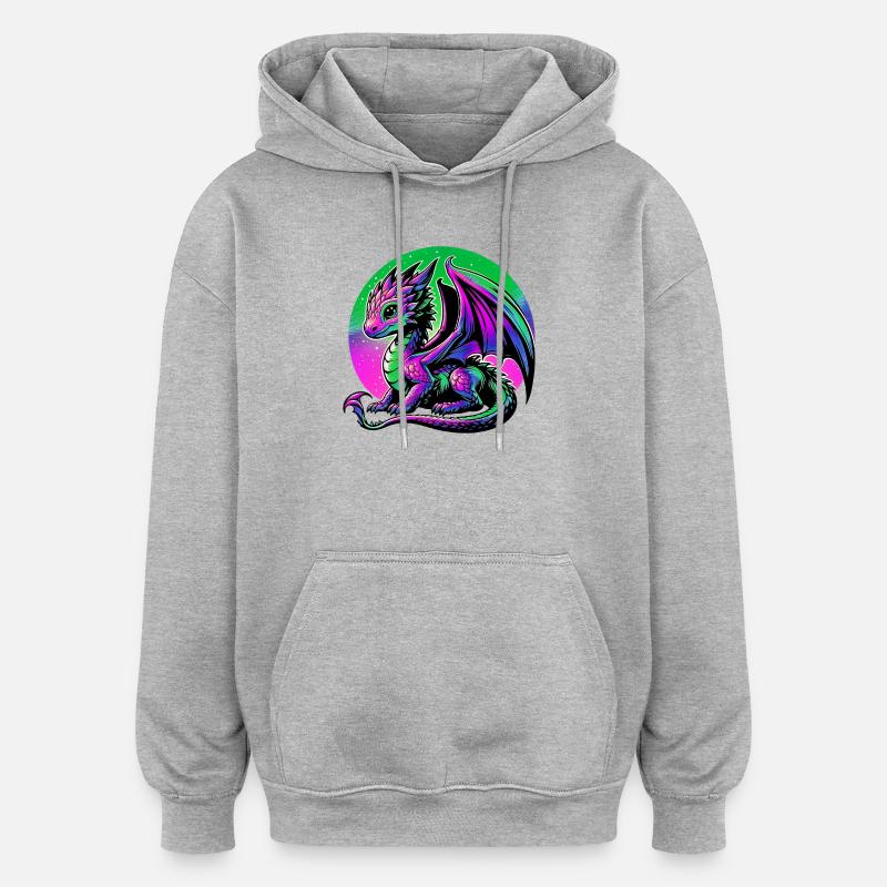 Dragon - Sweat à capuche oversize unisexe - gris chiné