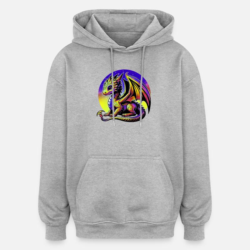 Dragon - Sweat à capuche oversize unisexe - gris chiné
