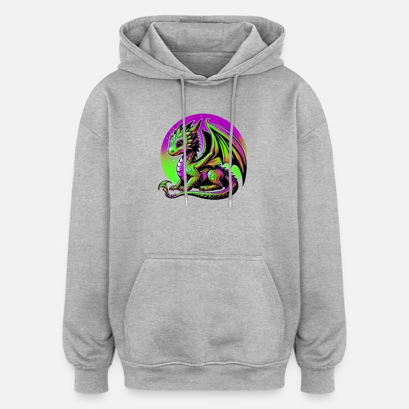Dragon - Sweat à capuche oversize unisexe - gris chiné