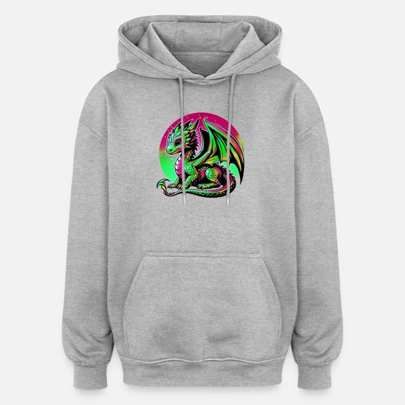 Dragon - Sweat à capuche oversize unisexe - gris chiné