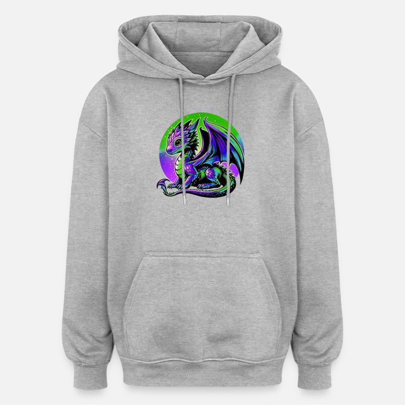 Dragon - Sweat à capuche oversize unisexe - gris chiné
