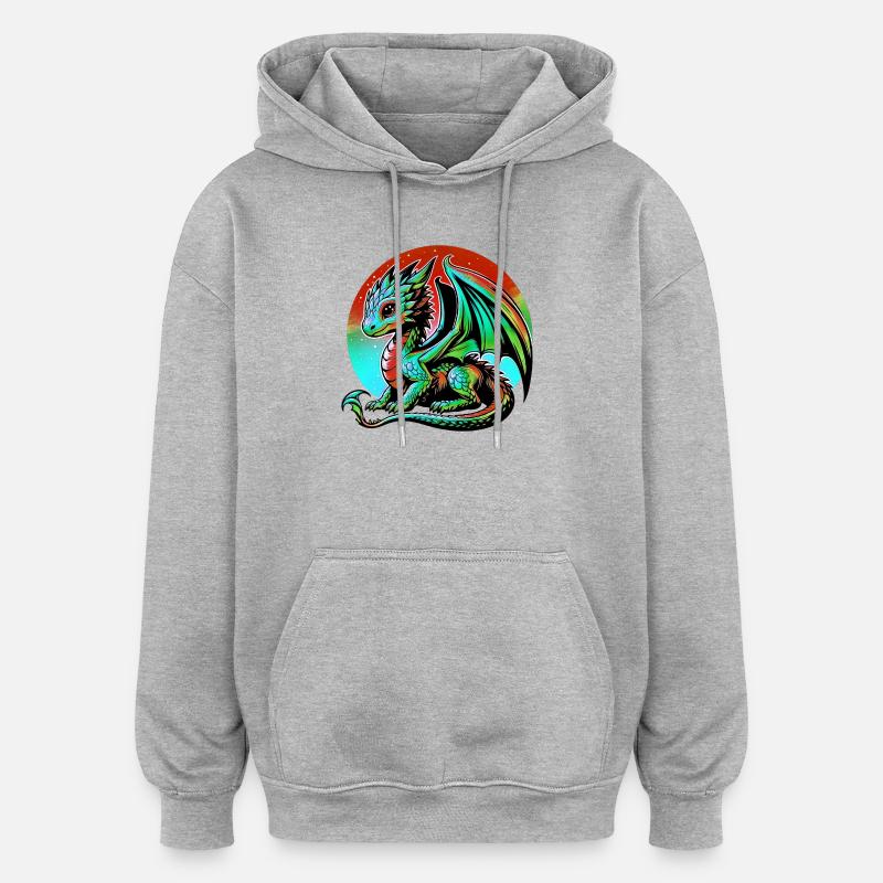 Dragon - Sweat à capuche oversize unisexe - gris chiné