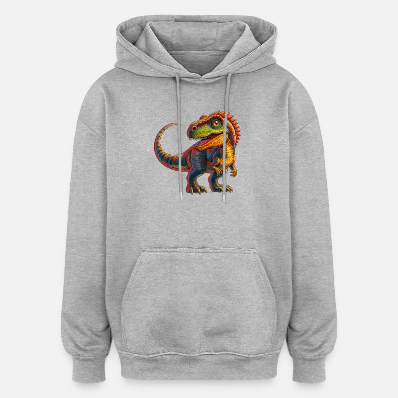 Dinosaurier - Oversized Unisex Hoodie - Grau meliert
