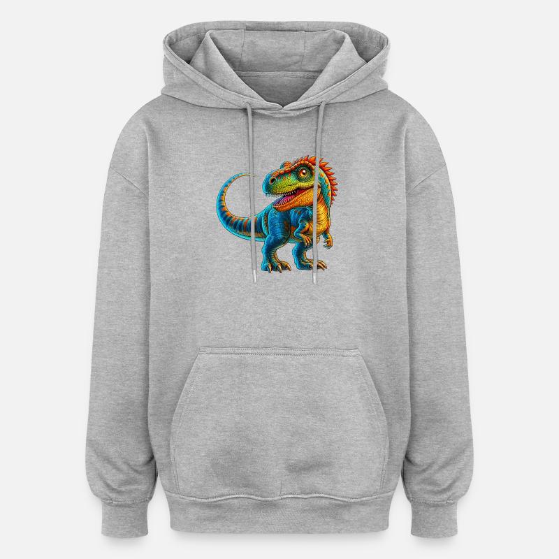 Dinosaurier - Oversized Unisex Hoodie - Grau meliert