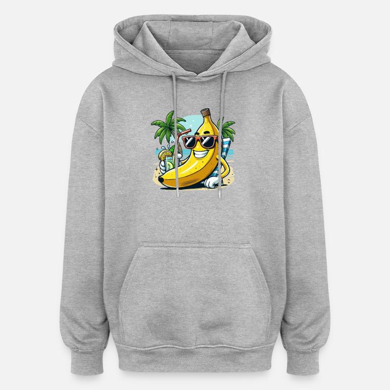 Entspannte Banane - Oversized Unisex Hoodie - Grau meliert