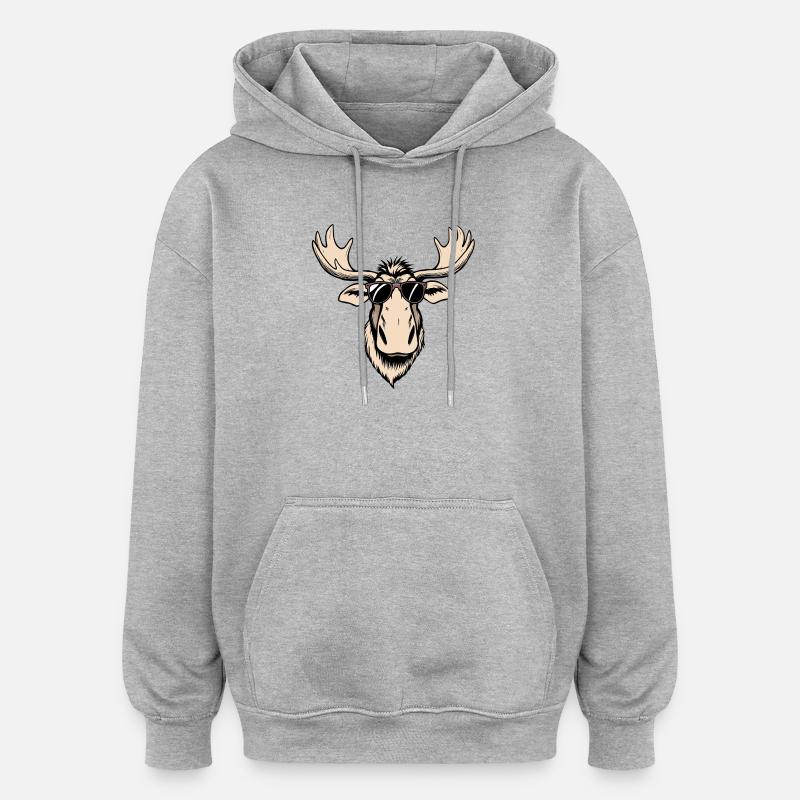 Elch - Oversized Unisex Hoodie - Grau meliert