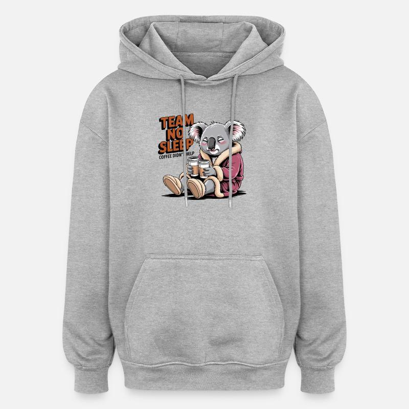 Équipe No Sleep Koala - Sweat à capuche oversize unisexe - gris chiné