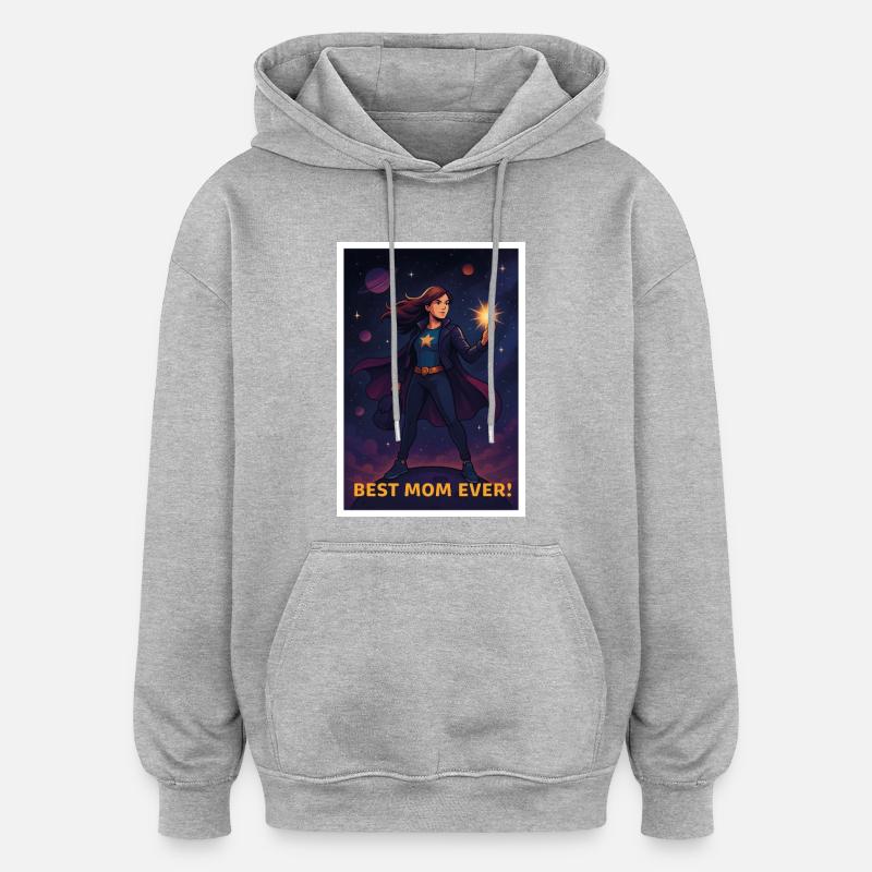 Beste Mutter aller Zeiten Superhelden Poster - Oversized Unisex Hoodie - Grau meliert