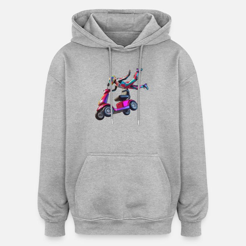 Cascade en scooter de mobilité - Sweat à capuche oversize unisexe - gris chiné