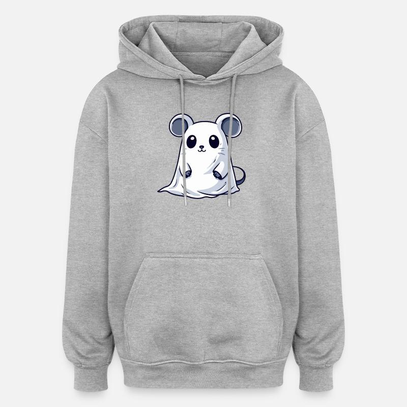 Mouse Halloween Ghost - Oversized Unisex Hoodie - heather grey