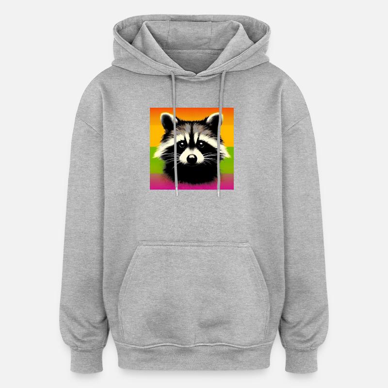 Raton laveur - Sweat à capuche oversize unisexe - gris chiné