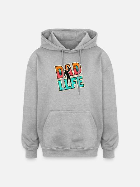 Dad Life, Fathers Gift - Oversized Unisex Hoodie - heather grey