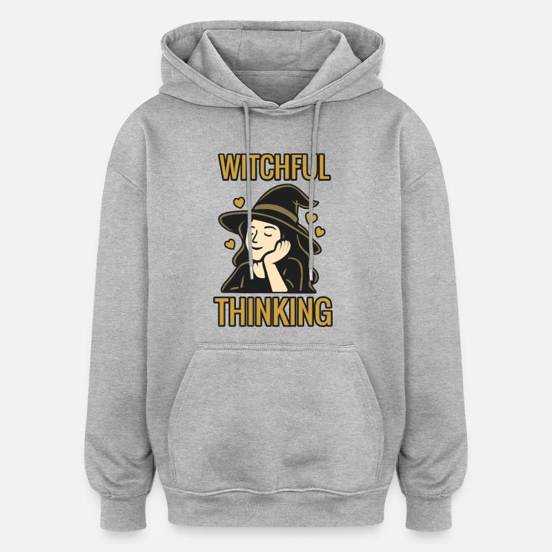 Pensée sorcière - Halloween 2025 - Sweat à capuche oversize unisexe - gris chiné