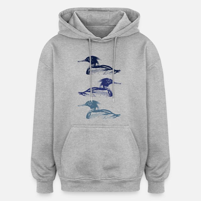 MERGUS - Sweat à capuche oversize unisexe - gris chiné