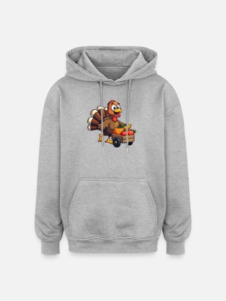 Thanksgiving Funny Thanksgiving Turkey - Oversized Unisex Hoodie - heather grey