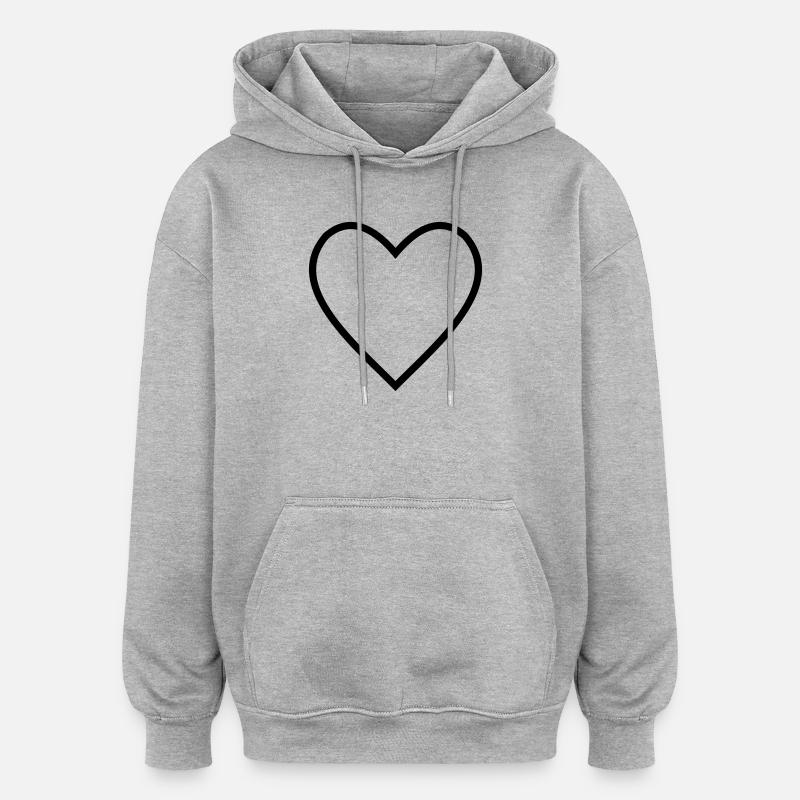 Trait de cœur - Sweat à capuche oversize unisexe - gris chiné
