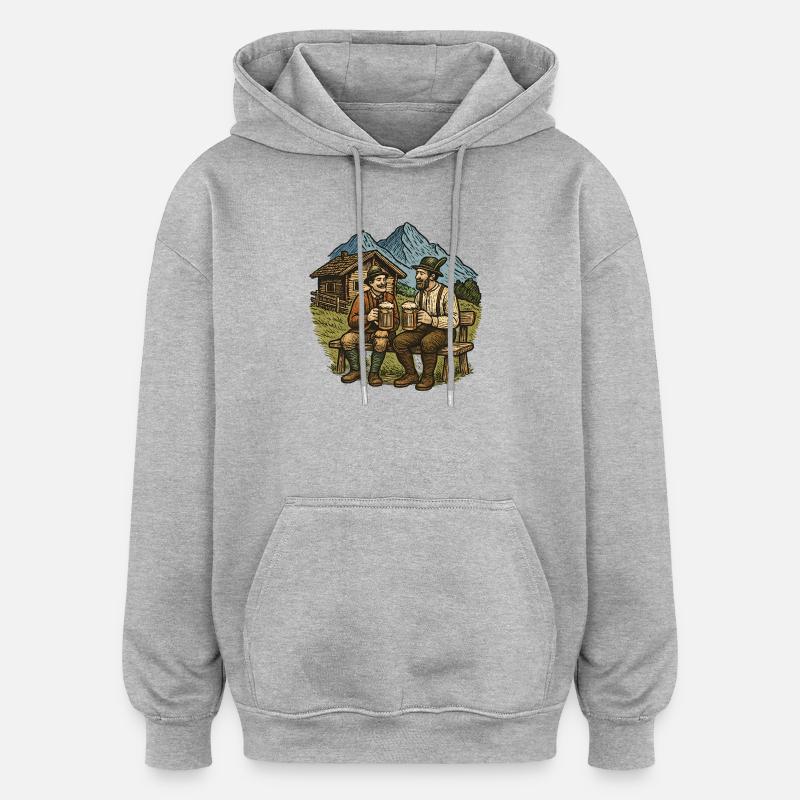 Amis de la bière bavarois Alpenblick - Sweat à capuche oversize unisexe - gris chiné
