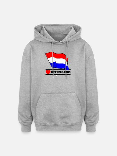 Netherlands Flag with Heart - Oversized Unisex Hoodie - heather grey