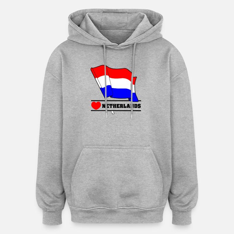 Drapeau des Pays-Bas avec cœur - Sweat à capuche oversize unisexe - gris chiné