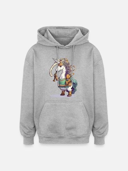 Unicornenkrieger Dudelsack - Oversized Unisex Hoodie - Grau meliert