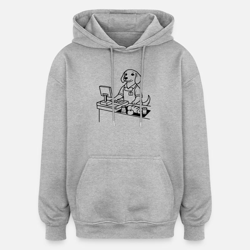 Caissière de chiens de supermarché - Sweat à capuche oversize unisexe - gris chiné