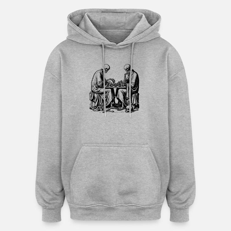 Les squelettes jouent aux échecs - Sweat à capuche oversize unisexe - gris chiné