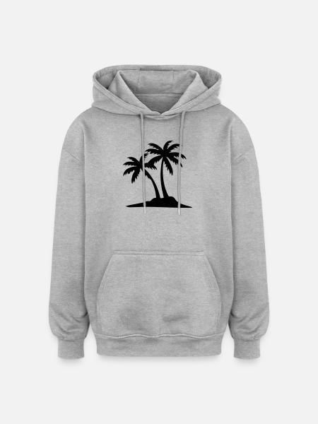 Island Palm Tree Icon - Oversized Unisex Hoodie - heather grey