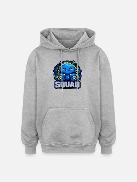 Blue Monster Squad Logo - Oversized Unisex Hoodie - heather grey
