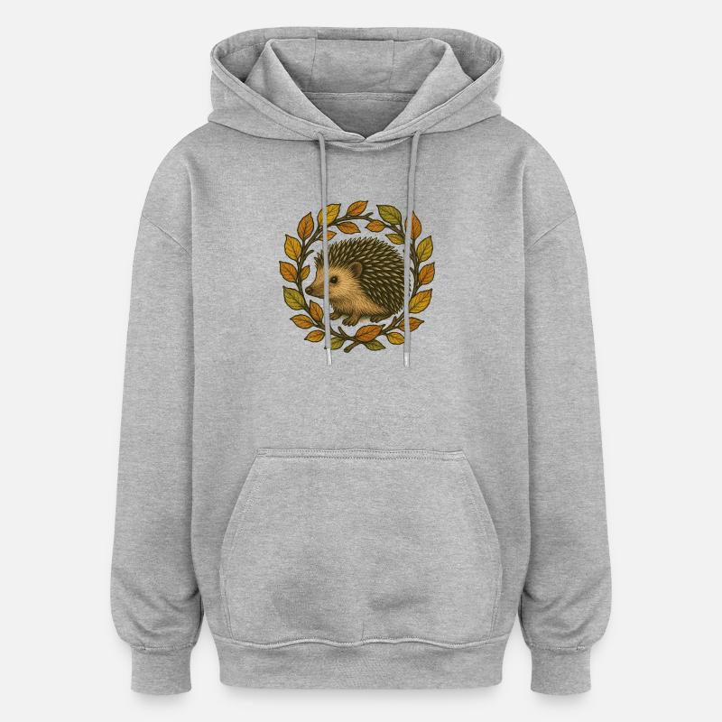 Couronne de hérisson d’automne - Sweat à capuche oversize unisexe - gris chiné