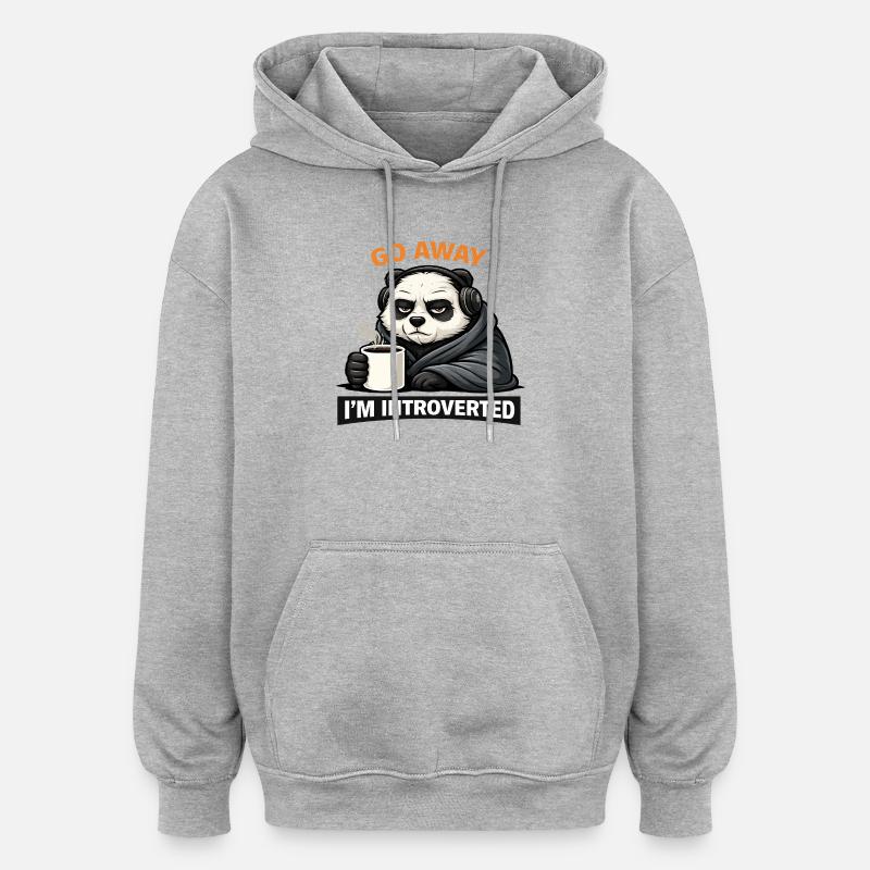 Introvertierter Panda Kaffee-Tee - Oversized Unisex Hoodie - Grau meliert
