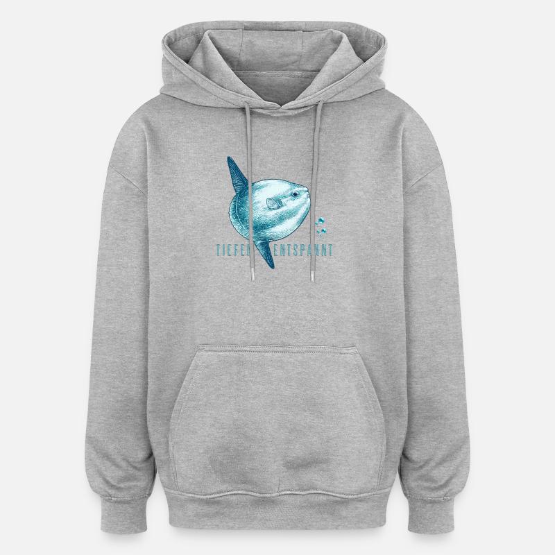 Profondément détendu – Mola Mola Sunfish - Sweat à capuche oversize unisexe - gris chiné