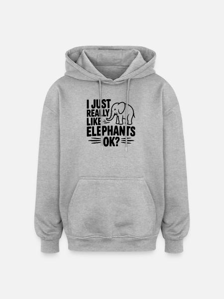 I Just Really Like Elephants Ok? - Oversized Unisex Hoodie - heather grey