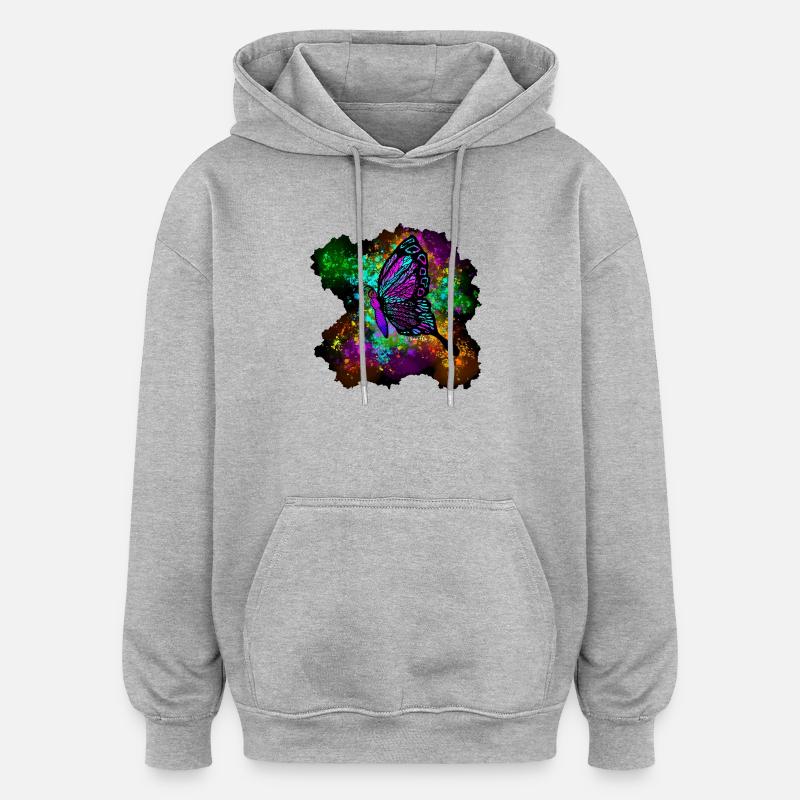 Papillon tacheté - Sweat à capuche oversize unisexe - gris chiné