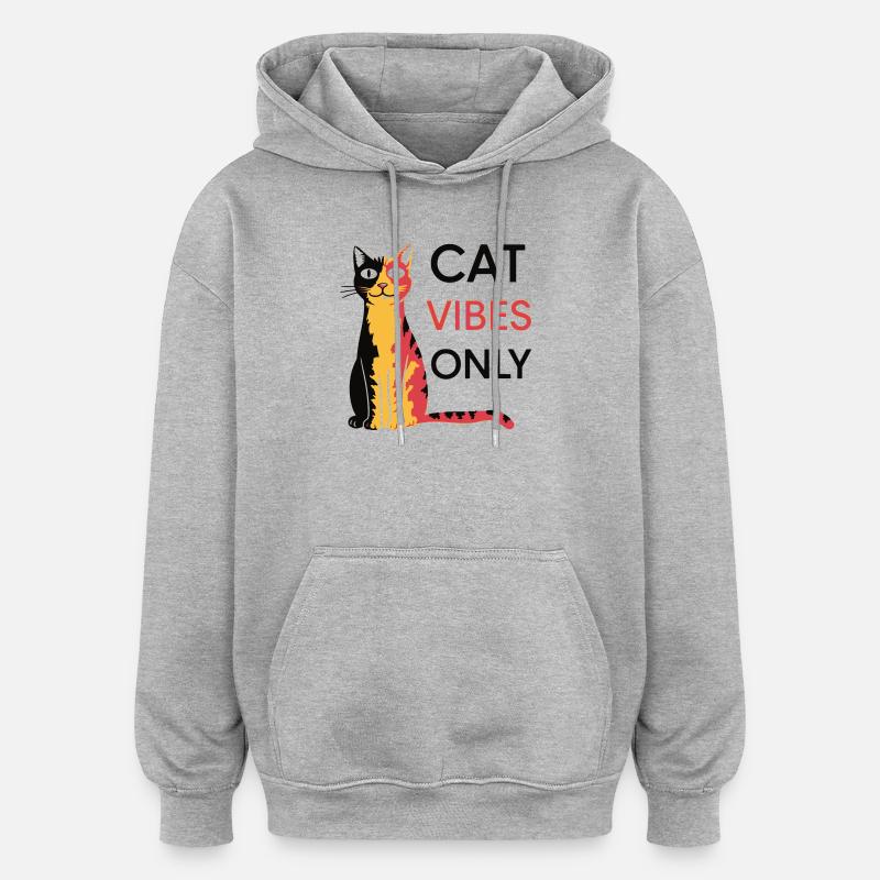 Katzen Vibes Only Design - Oversized Unisex Hoodie - Grau meliert