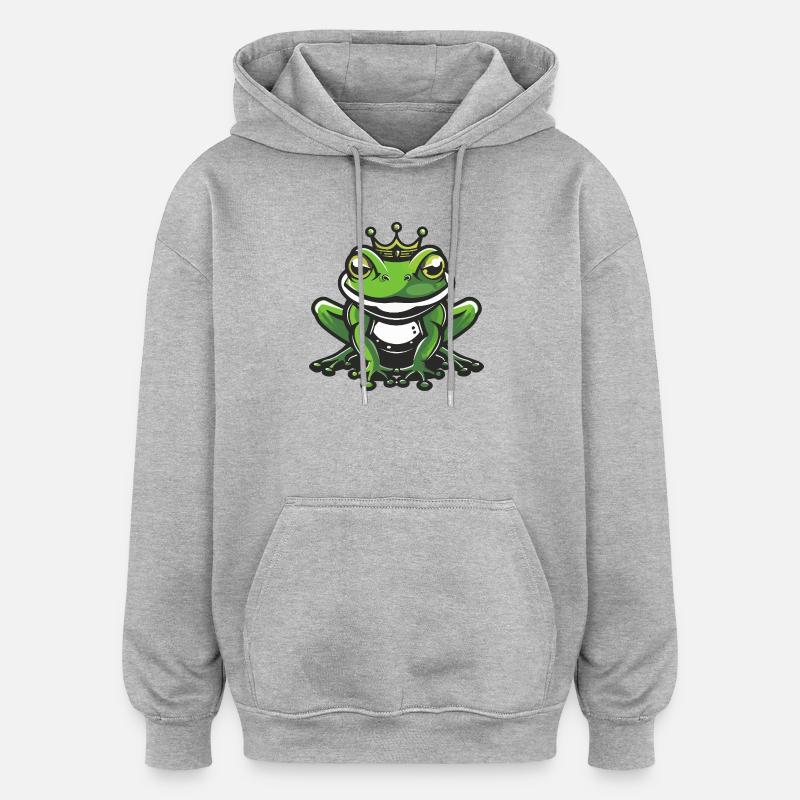 Couronne de tête de grenouille - Sweat à capuche oversize unisexe - gris chiné