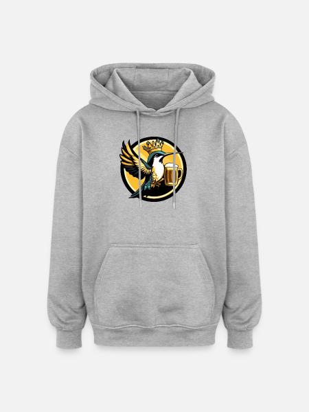 Kolibri Vogel Bier Lustig - Oversized Unisex Hoodie - Grau meliert