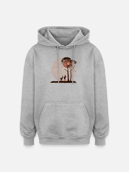 African savannah at night - Oversized Unisex Hoodie - heather grey