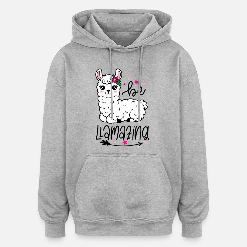 Be Amazing Alpaca Blumenkrone - Oversized Unisex Hoodie - Grau meliert