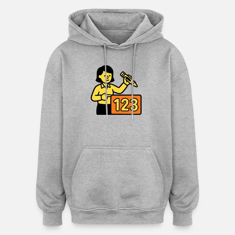 Lehrerin Mathe 123 Schule - Oversized Unisex Hoodie - Grau meliert
