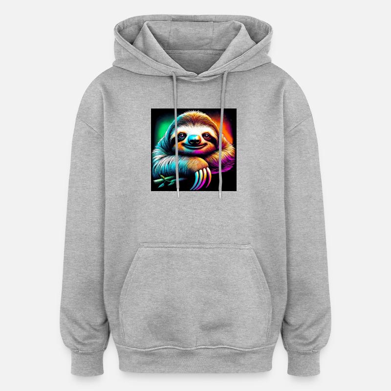 Faultier - Oversized Unisex Hoodie - Grau meliert