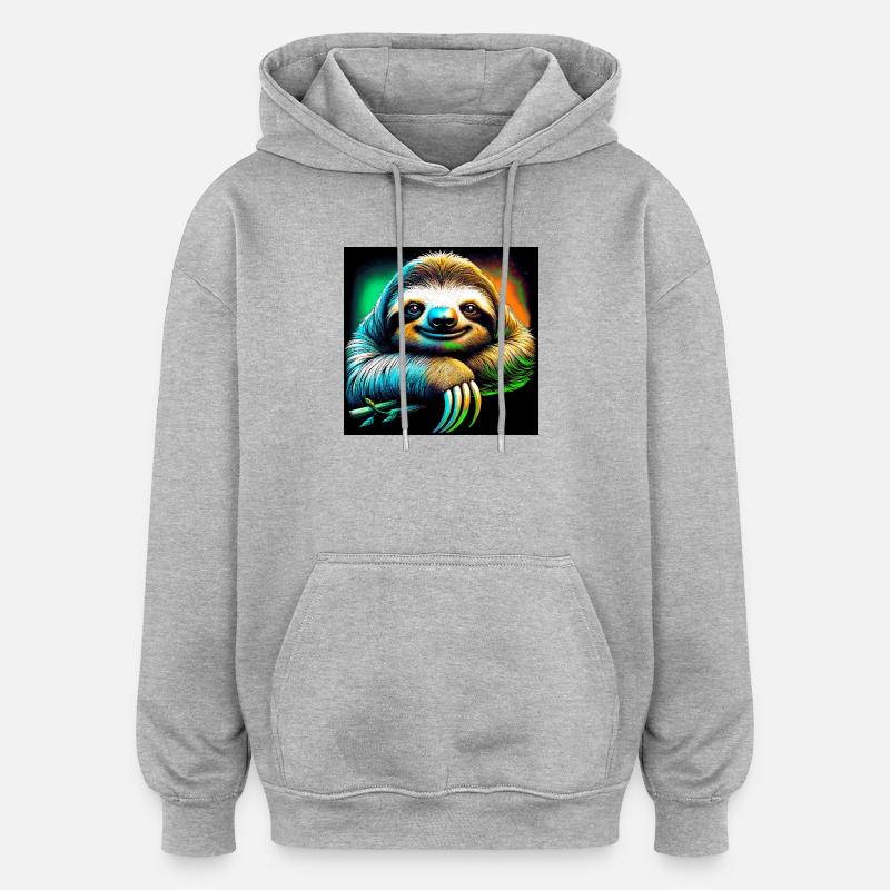 Faultier - Oversized Unisex Hoodie - Grau meliert