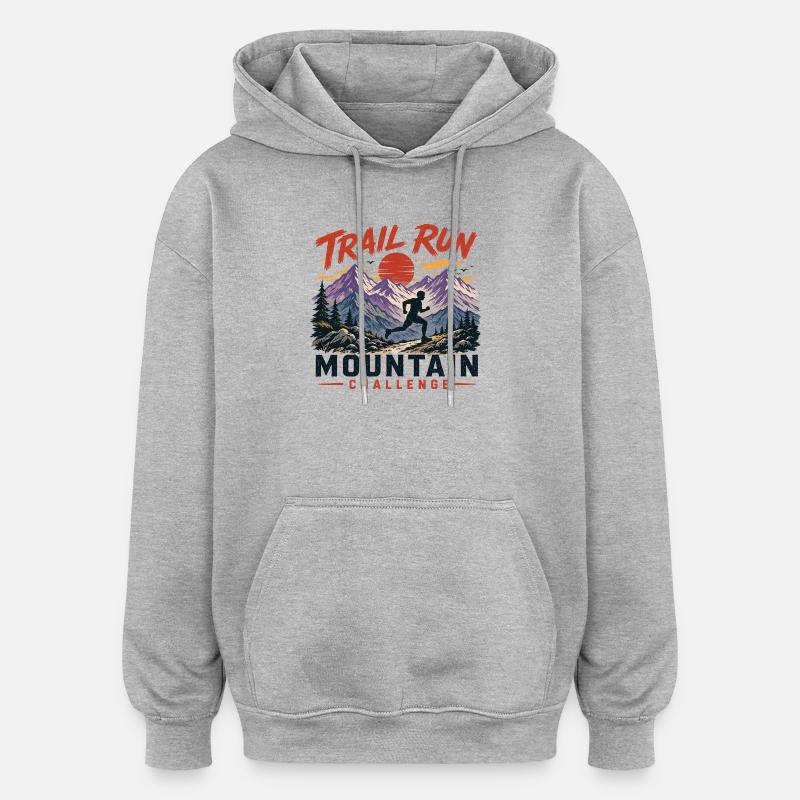 Trail Run - Mountain Challenge - Oversized Unisex Hoodie - heather grey