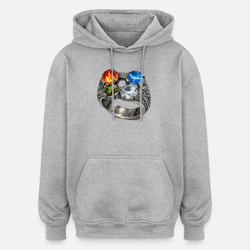 Four Elements Ring with Gemstones - Oversized Unisex Hoodie - heather grey