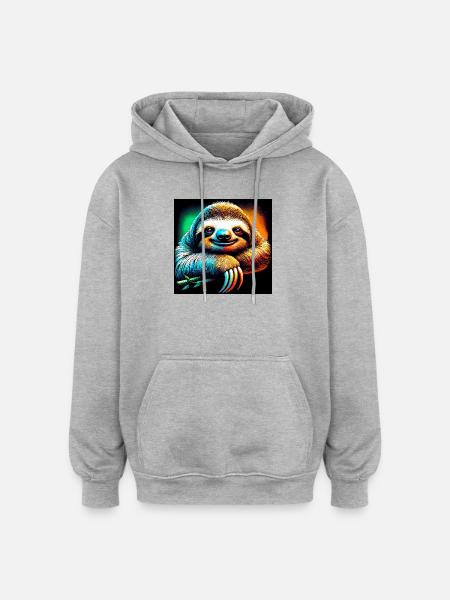 sloth - Oversized Unisex Hoodie - heather grey