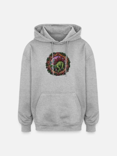 Stegosaurus Christmas Magic - Oversized Unisex Hoodie - heather grey