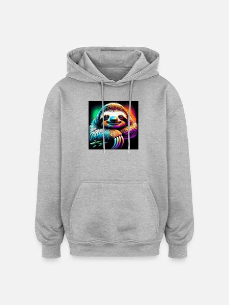 Faultier - Oversized Unisex Hoodie - Grau meliert